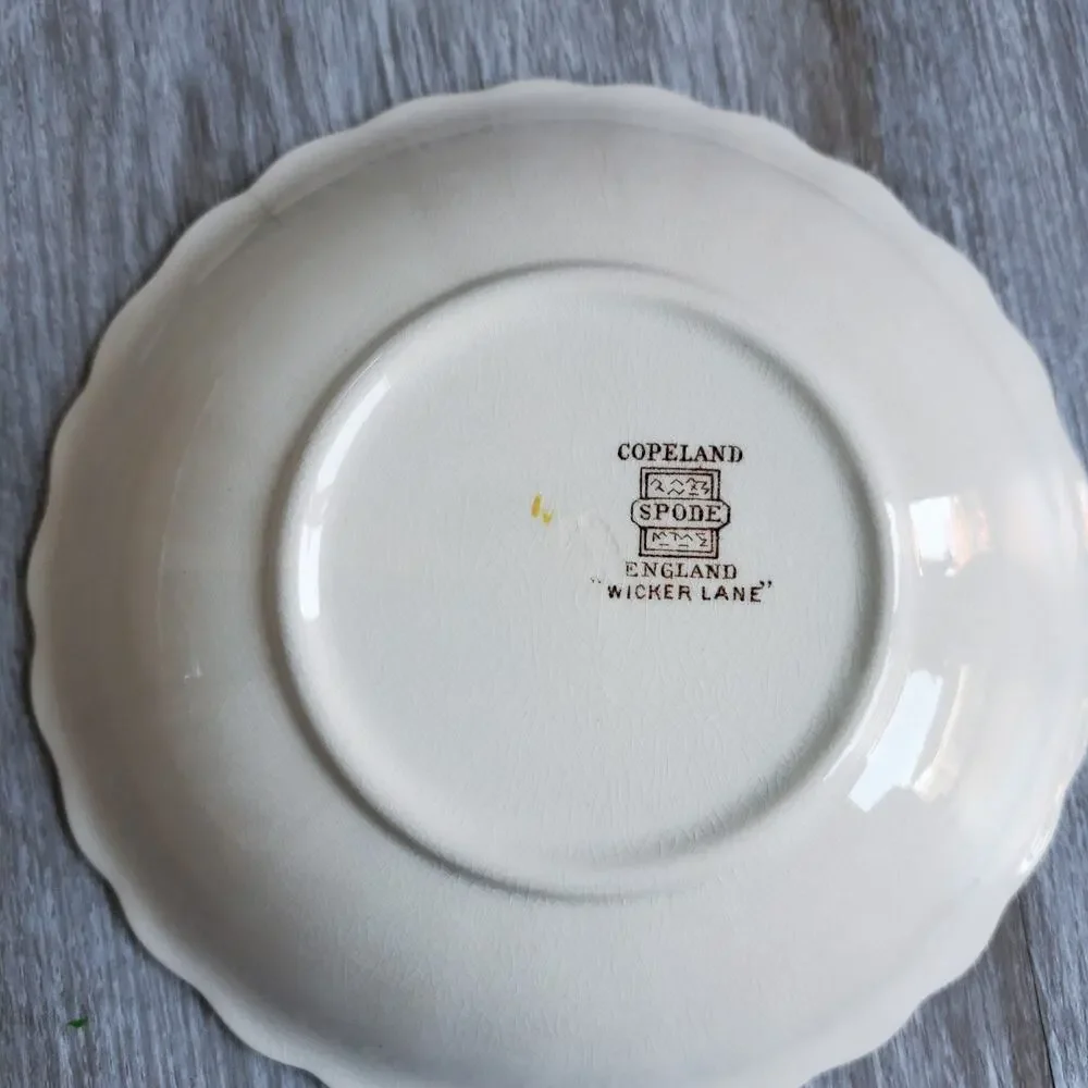 Vintage Copeland Spode Wicker Lane Cereal Fruit Bowls Set of 2 Made in England